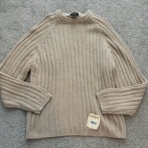 Vintage‎ Woolrich Sweater Mens XL Beige NWT Grandpa Ramie Cotton Classic Y2K
